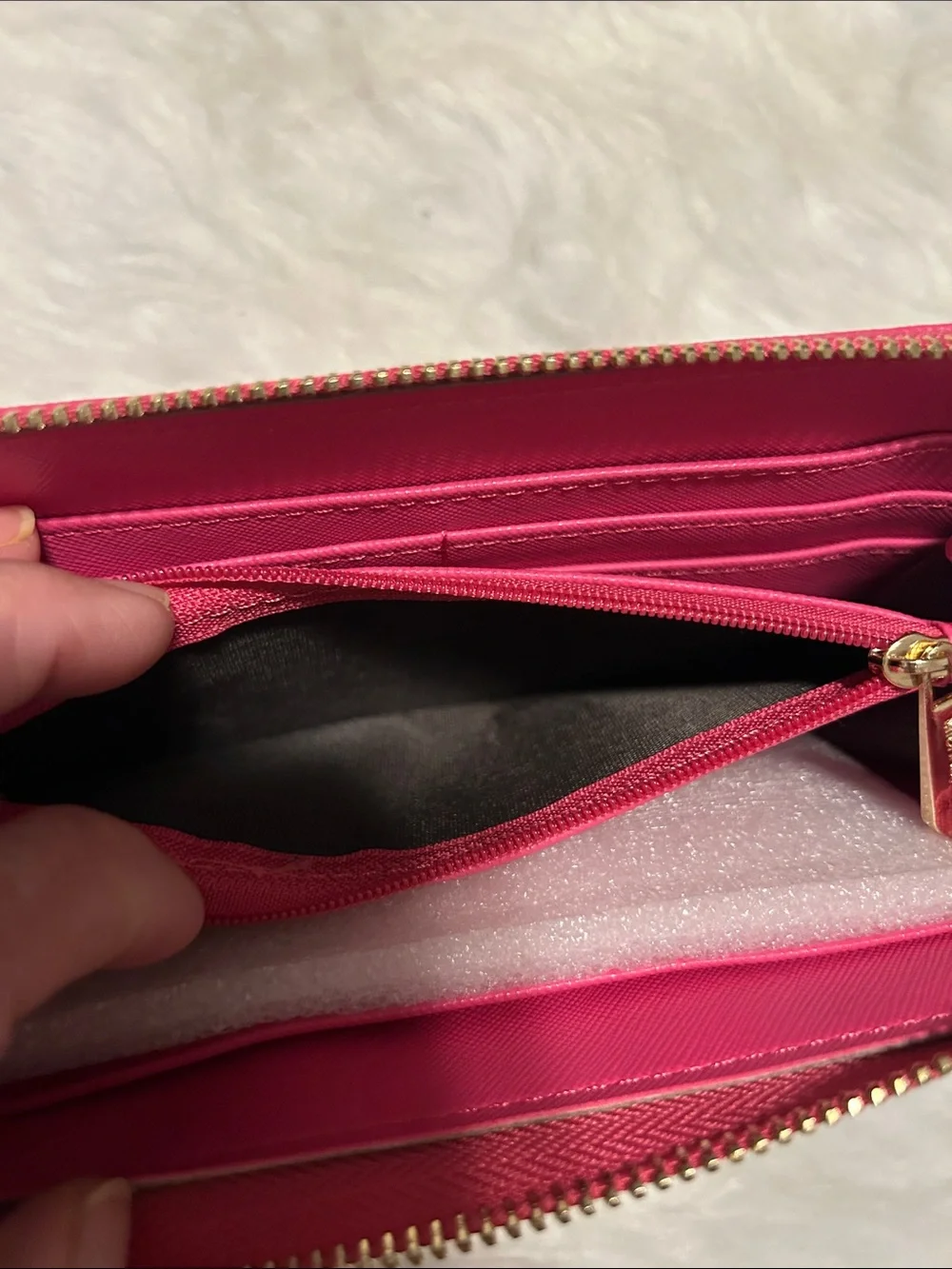 Michael Kors Fuchsia Zip-Around Leather Wallet with Gold Logo